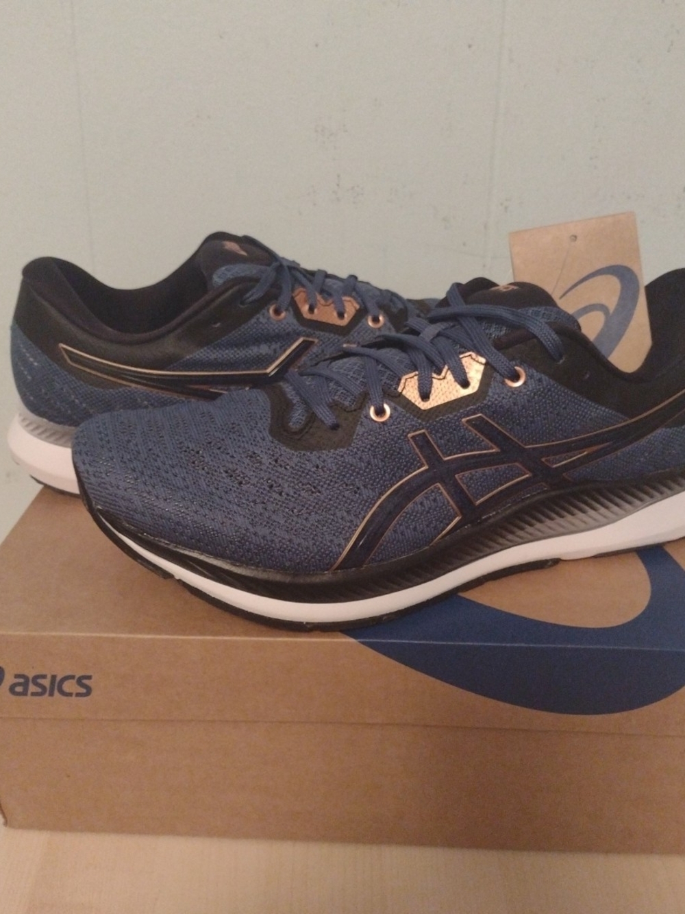 ASICS Ezeride Men’s 10 Navy Blue Black Bronze Sneakers Running Shoes